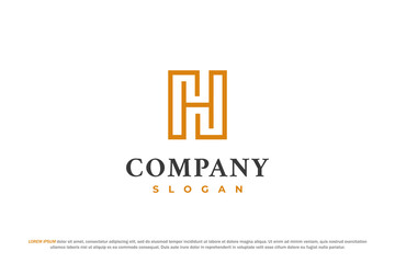 letter h line abstract logo design