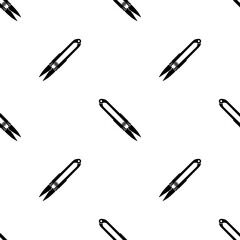Yarn Shear Icon Seamless Pattern, Cross Stitch Scissors, U Shape Tailor Scissors