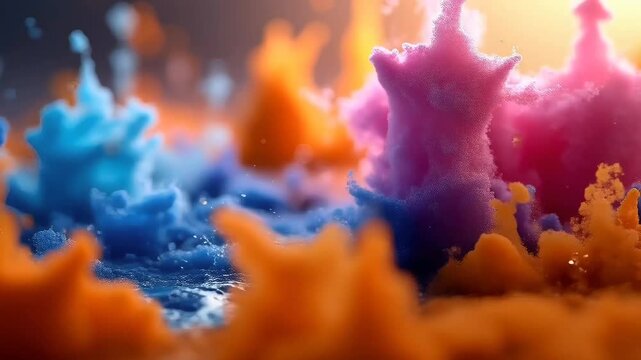 Vibrant Abstract Clouds of Pink Blue and Orange Colors with Dynamic Swirls and Textured Backgrounds Optimized for Adobe Stock Photo