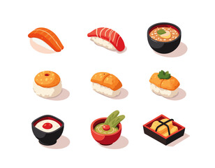 sushi set vector illustration isolated on white background