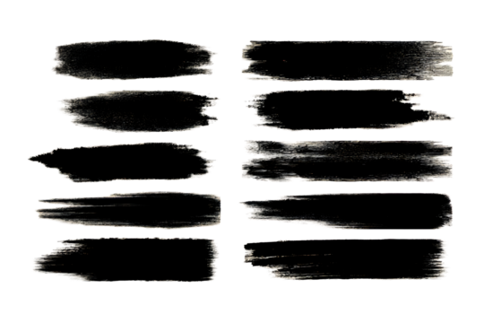 Black brush strokes on transparent background for design use