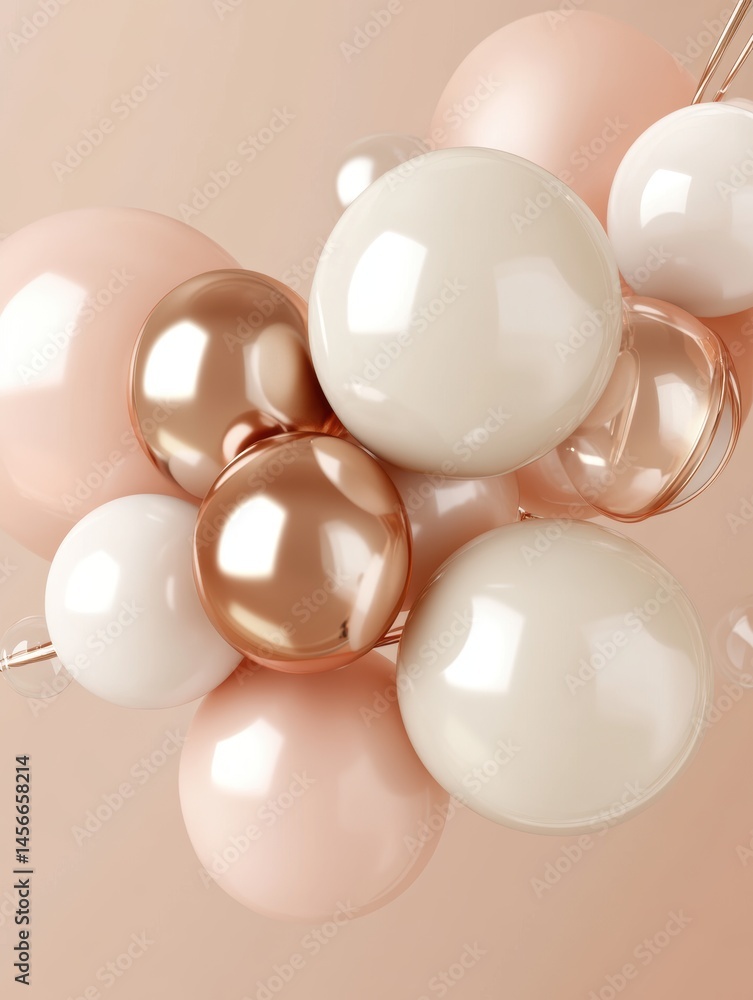 Poster abstract composition of spheres in pastel colors studio shot close up for backgrounds and design ele