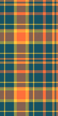 Vibrant autumnal plaid pattern in teal, orange, and gold.  Perfect for fall fashion designs, textiles, website backgrounds, or crafting projects.  This seamless texture evokes warmth and rustic charm.