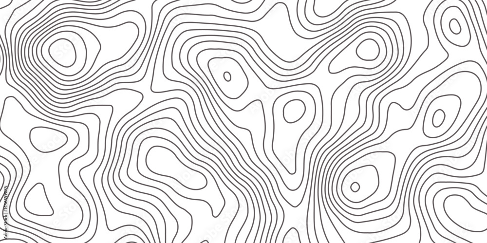 Poster abstract topographic map contour, white background and black wave lines pattern texture. geographic 