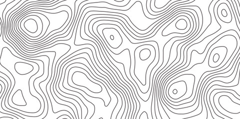 Fototapeta premium Abstract topographic map contour, white background and black wave lines pattern texture. geographic contour map grid backdrop paper texture. terrain path isolated on a background. 