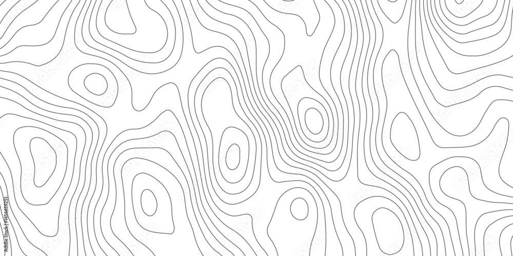 Poster abstract topographic map contour, white background and black wave lines pattern texture. geographic 