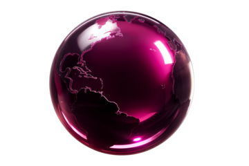 Colorful globe featuring Americas on a transparent background