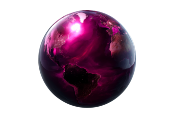 Colorful abstract globe with vibrant purple and pink hues
