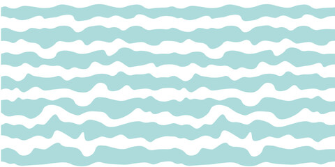 Horizontal abstract blue background with white uneven wavy stripes. Flat design. For decoration.