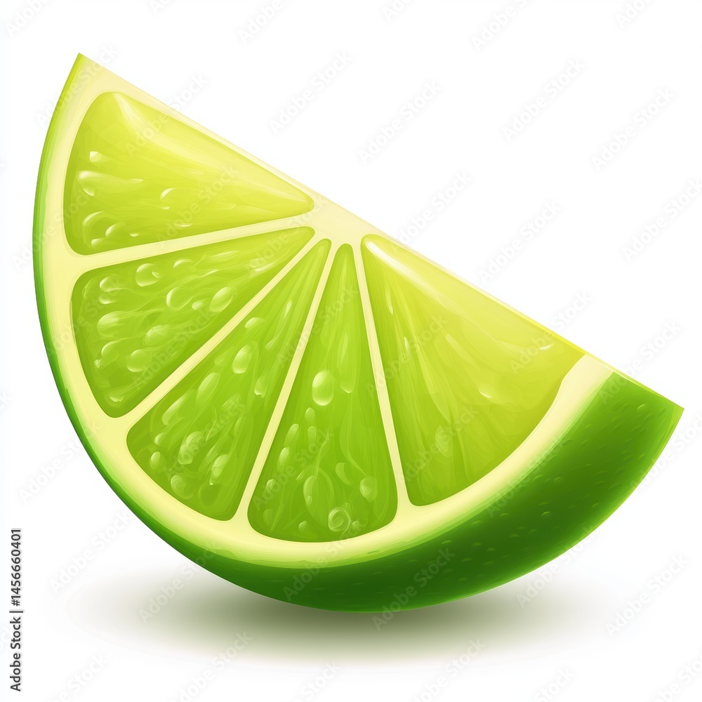 Poster isolated lime wedge close up studio shot on white background with soft shadow for food and drink ill