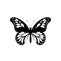 Obraz premium simple black butterfly icon in minimalist flat vector format, ideal for elegant and eco designs.