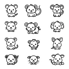 Obraz premium かわいいライオンとねずみのキャラクター｜Cute Lion and Mouse Character