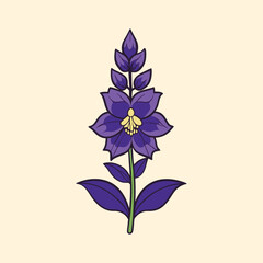 Stunning Purple Flower Blossom Illustration Botanical Art Floral Design Element