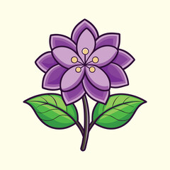 Fototapeta premium Beautiful Purple Flower with Green Leaves Illustration Design