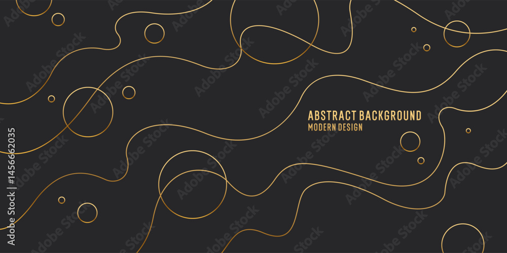 Poster abstract background with golden wavy lines. a composition of simple shapes, a concise and expressive
