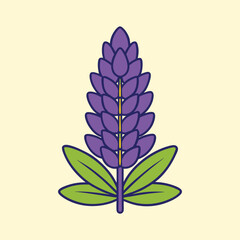 Purple Lupine Flower Illustration Botanical Graphic Design Element