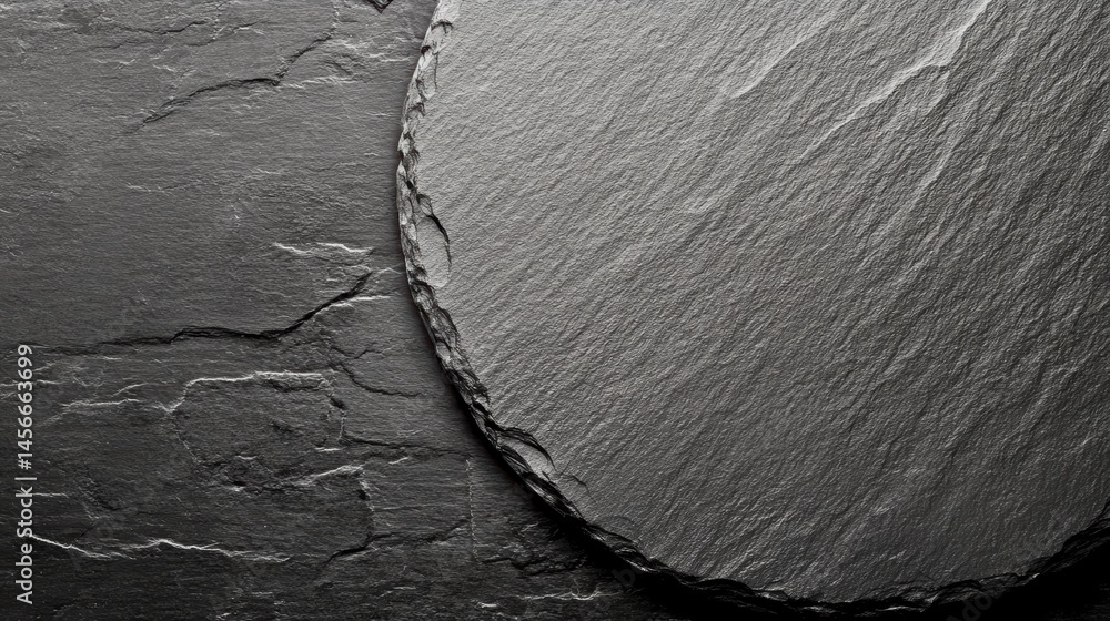 Poster Close-up of two textured slate boards in studio lighting for food photography background and presentation material