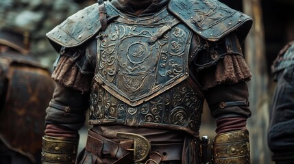Detailed medieval armor, ornate design