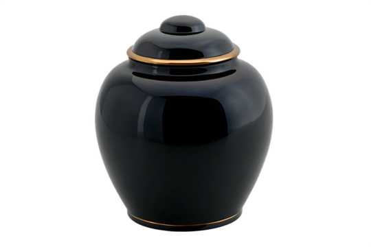 Black Urn isolated on white background PNG
