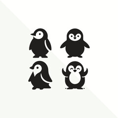 silhouette of cute penguin