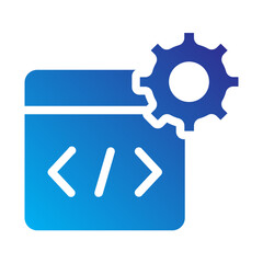 Code window with gear for code configuration or settings.