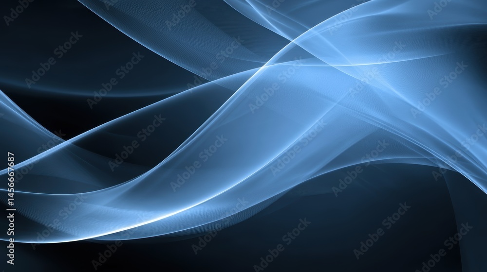 Poster Abstract blue wave design on dark background creating a sense of movement and flow in a modern style