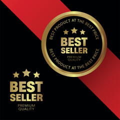 Golden best seller label for business purpose