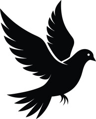 Flying Dove Silhouette – Peaceful Black Bird Vector Icon
