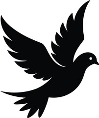 Flying Dove Silhouette – Peaceful Black Bird Vector Icon