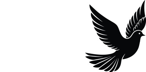 Flying Dove Silhouette – Peaceful Black Bird Vector Icon