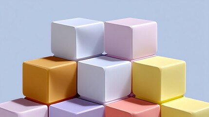 Fototapeta premium Pastel Cube Stack Abstract 3D Minimalist Design.