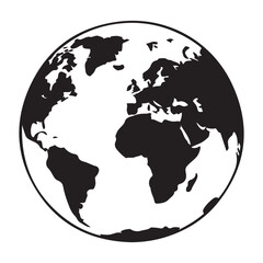 Obraz premium World map globe or planet earth world map flat icon for apps and websites Vector Black silhouettes. with white background