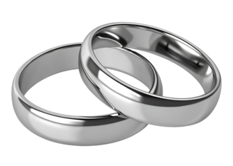 Illustration of two wedding silver rings isolated on white background PNG