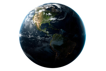 Visual representation of Earth from space with transparent background