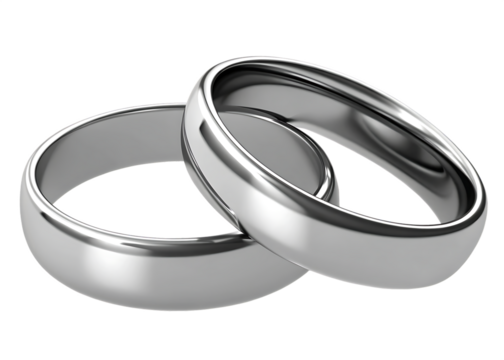 Illustration of two wedding silver rings isolated on white background PNG