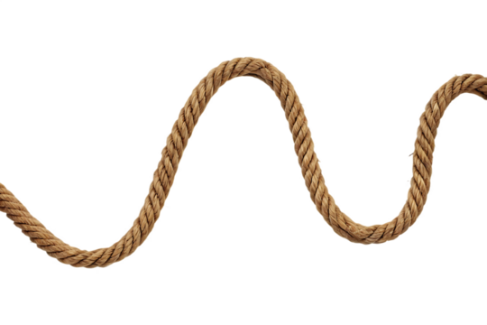Jute. Twisted linen rope isolated on white background PNG