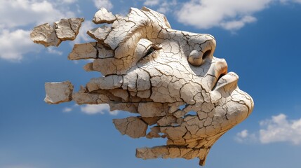 A throat is symbolically depicted as a parched and cracked desert, exemplifying dryness and unease