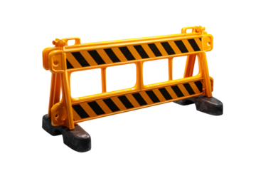 Urban road construction barrier on transparent background