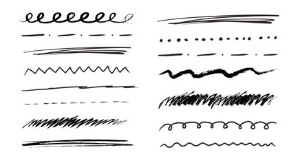 Underline mark border doodle hand drawn mark, swoosh highlight freehand brush. Grunge scribble curvy symbol. Marker check figure.