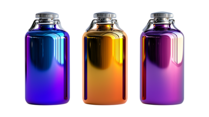 Flask Bottles Against Transparent Background