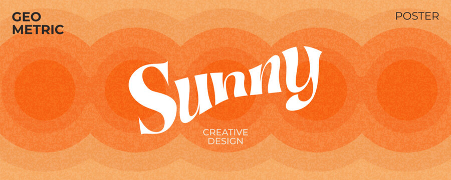 Creative concept of summer bright cover, card or horizontal poster in minimal style for corporate identity, branding, social media ads, promo. Modern design template in trendy retro geometric style