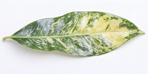 Obraz premium Stunning Variegated Leaf Closeup Green Yellow White Botanical