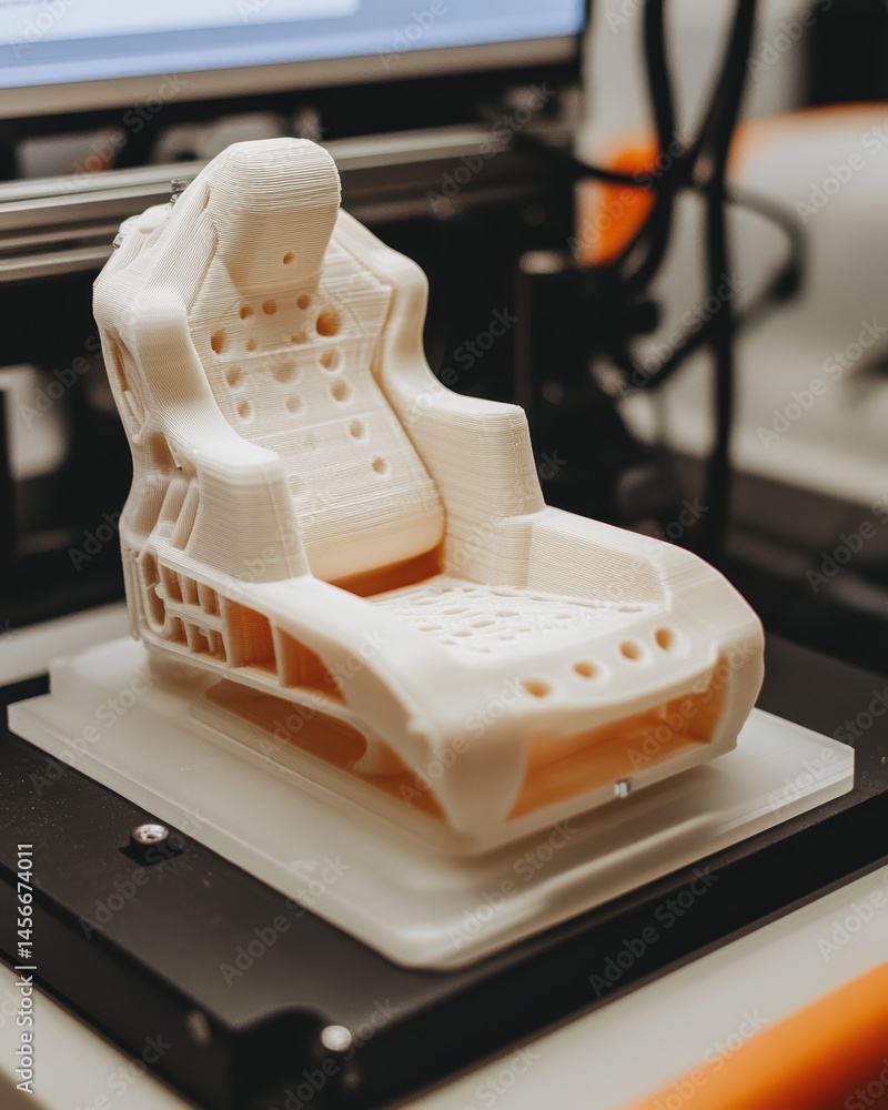 Aufkleber 3d printer creating a gaming chair prototype close up shot in a workshop setting innovation and tech