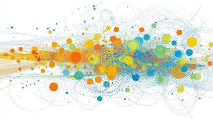 Abstract colorful circles and lines on a white background modern artistic design