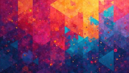 Obraz premium Geometric shapes, vibrant hues, repeating motif, art, bold, geometric