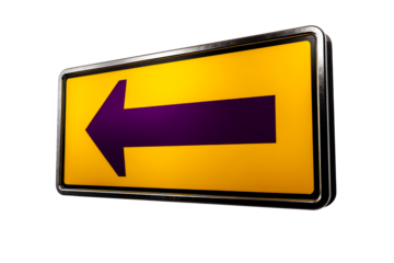 Arrow sign indicating left direction for traffic or navigation
