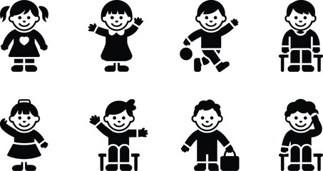 Vector Kids Graphics: Playful Children Silhouettes