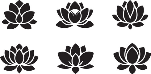 black lotus flower vector, lotus silhouette illustration, sacred flower clipart, black floral lotus, lotus bloom icon, spiritual flower vector