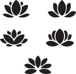 black lotus flower vector, lotus silhouette illustration, sacred flower clipart, black floral lotus, lotus bloom icon, spiritual flower vector