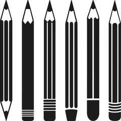 Set of Pencil Silhouettes Vector – School Stationery for Back to School Design